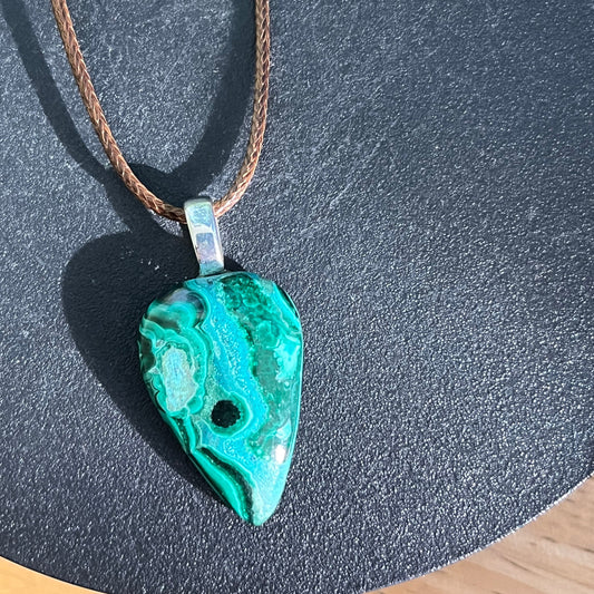 Malachite with Chrysocolla pendant - A