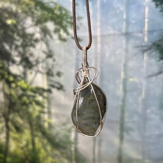 Labradorite Pendant Wrapped in Sterling Silver Wire